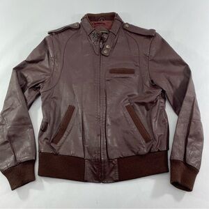 COOPER Brown Genuine Leather Bomber Jacket Men’s Size:38